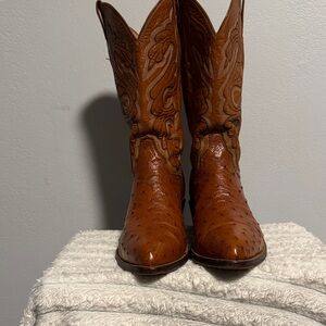 El dorado Real ostrich Brown Leather Cowboy Boots